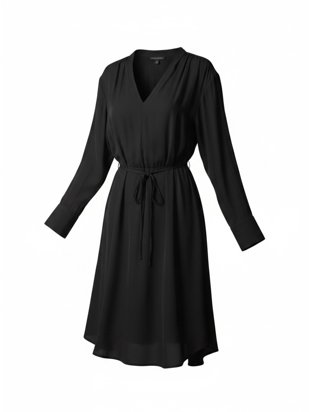 Banana Republic Black V-Neck Long Sleeve Tie-Waist Dress